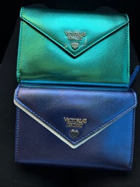 Victoria's Secret Metallic Teal and Blue Mini Wallets bundle of 2/ brand new